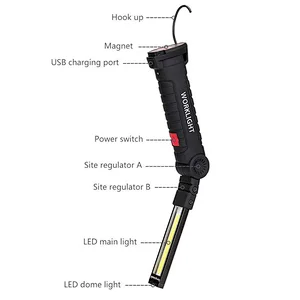 rechargeable work light work lights with magnetic base 360 degrees rotation and 5 modes LED flashlight inspection light for car repair